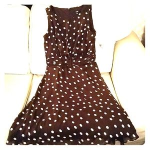 NWT Dark brown and white polka-dot MSK midi dress